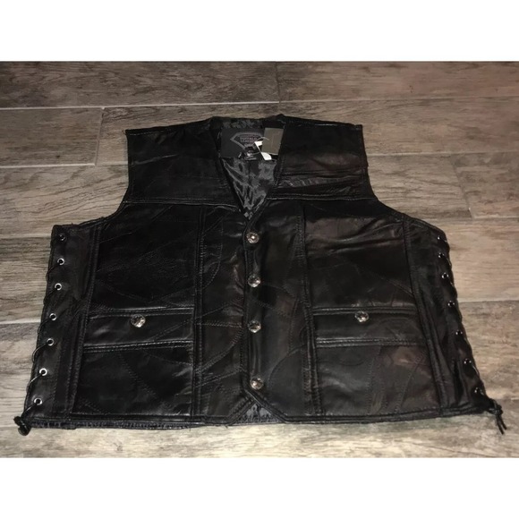 Diamond Plate Jackets & Blazers - Womens Diamond Plate Leather Vest Concealed Carry Pocket Sz Large Motorcycle